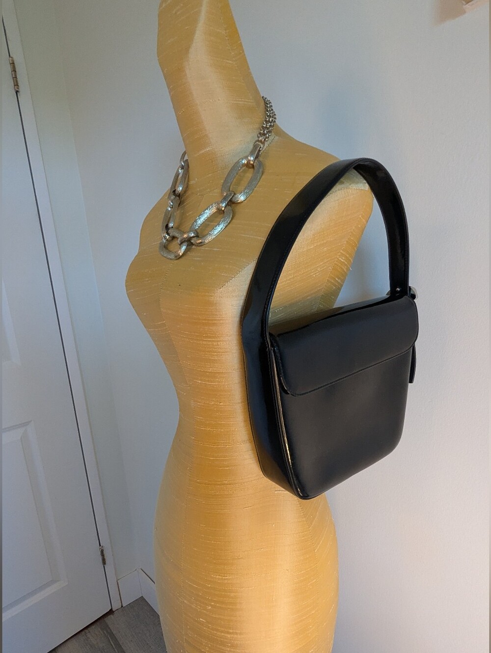 Vintage Cartier Black Patent Leather Shoulder Bag